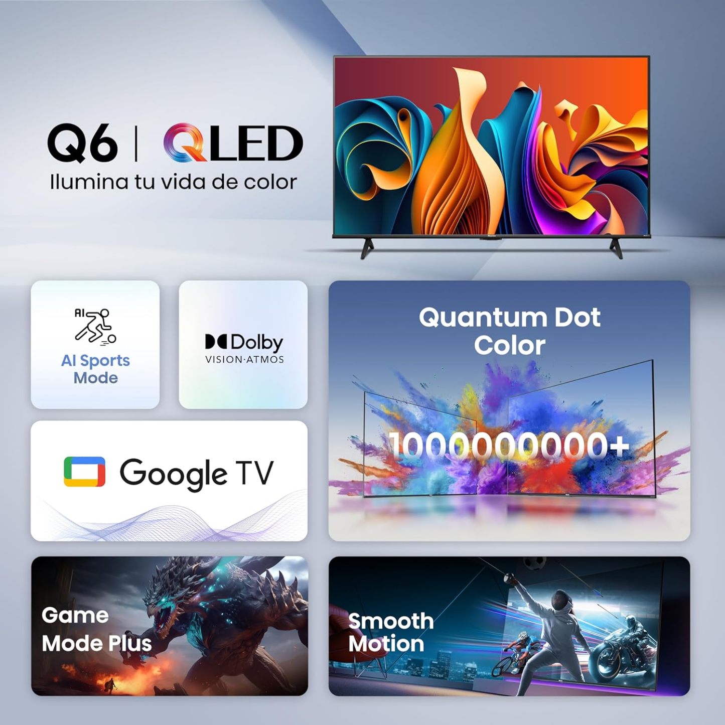 Hisense Television QD6QFM (Modelo 2025) Pantalla 43 Pulgadas,QLED Smart Fire TV UHD 4K,Control Remoto por Voz con Alexa,Escalado AI a 4K,Dolby Vision Atmos, Modo de Juego Plus