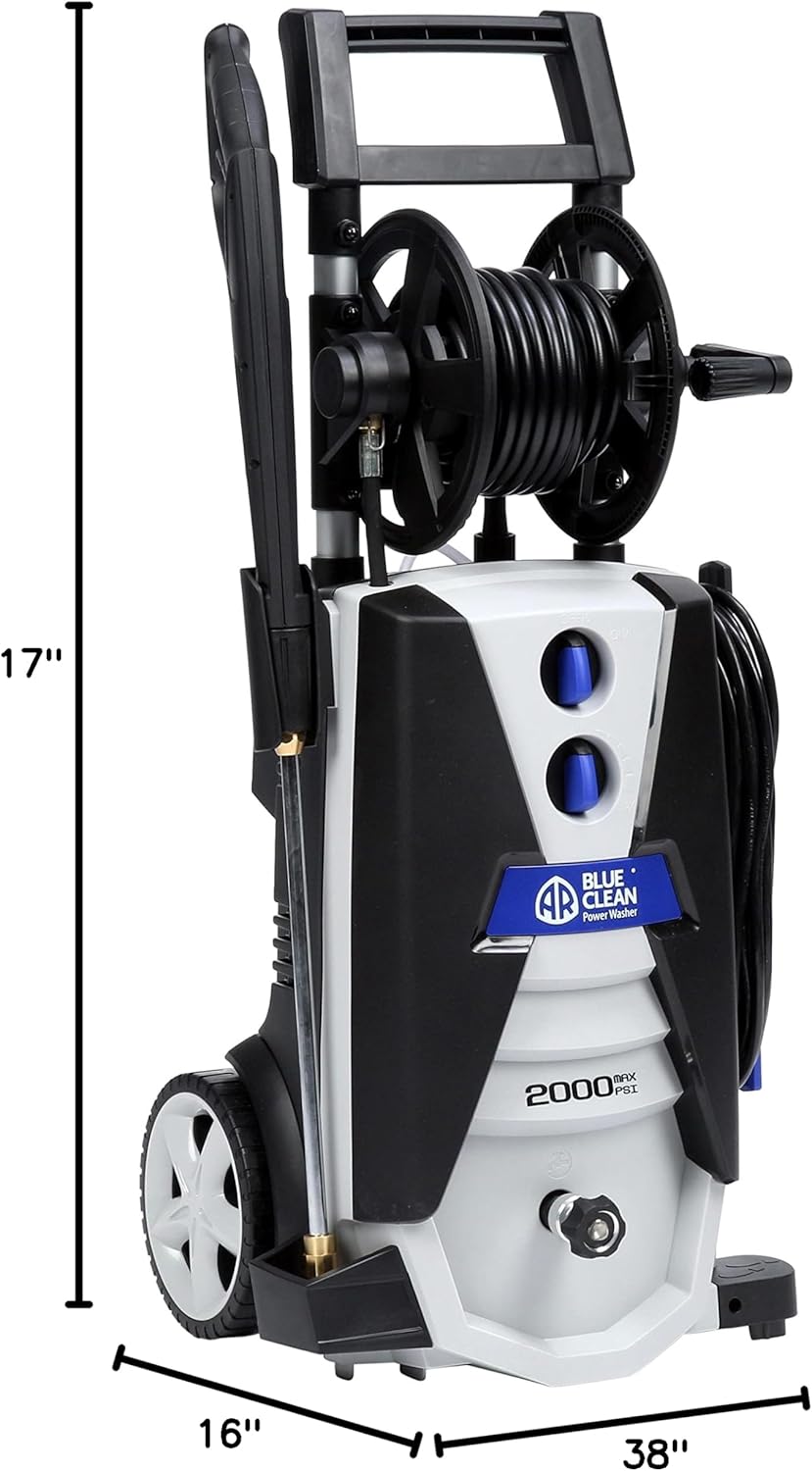 AR Blue Clean AR390SS 2000 PSI - Limpiador eléctrico con Pistola de Spray, Varilla, Manguera DE 76,2 cm y Cable de alimentación DE 88,9 cm, Color Azul, Azul, 1-Paquete