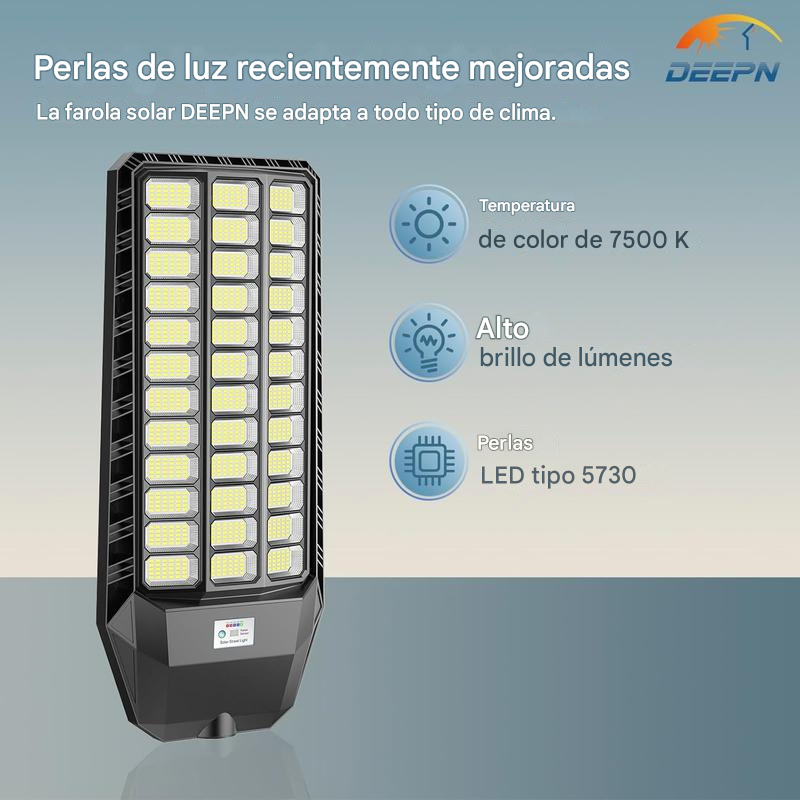 😱Stock limitado - ¡Compra 1 y llévate otra GRATIS!🎁 Farolas solares DEEPN 9000W IP67 superbrillantes, 650000 lúmenes, lámpara LED de bajo consumo, sensor de movimiento del anochecer al amanecer, control remoto, 3 modos de iluminación, iluminación e