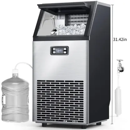Máquina de Hielo Comercial V2.0, 100 lbs, Agua 2 Formas, Autolimpieza, Temporizador 24h, Cesta 33 lbs, Acero Inoxidable – Para Escuela, Hogar, Bar o RV