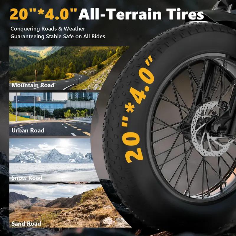 【HIEHA】All-Terrain 1500W Peak Motor Electric Bike – 34 MPH Range 40-70 Miles, 48V Removable Battery, Dual Suspension & Fat Tires for Off-Road & City Adventures, Turn Signals & Brake Light for Safety, Perfect for Mountain Trails and All-Terrain Use