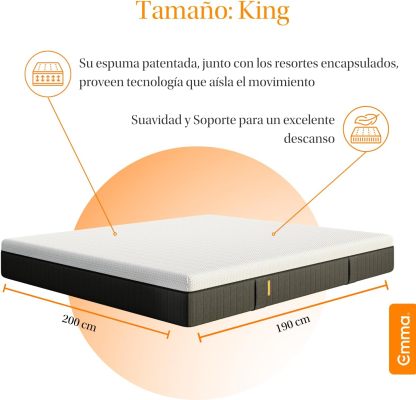 Colchón Queen Size Emma Premium Memory Foam Anti Movimiento Color Blanco