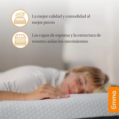Colchón Queen Size Emma Premium Memory Foam Anti Movimiento Color Blanco