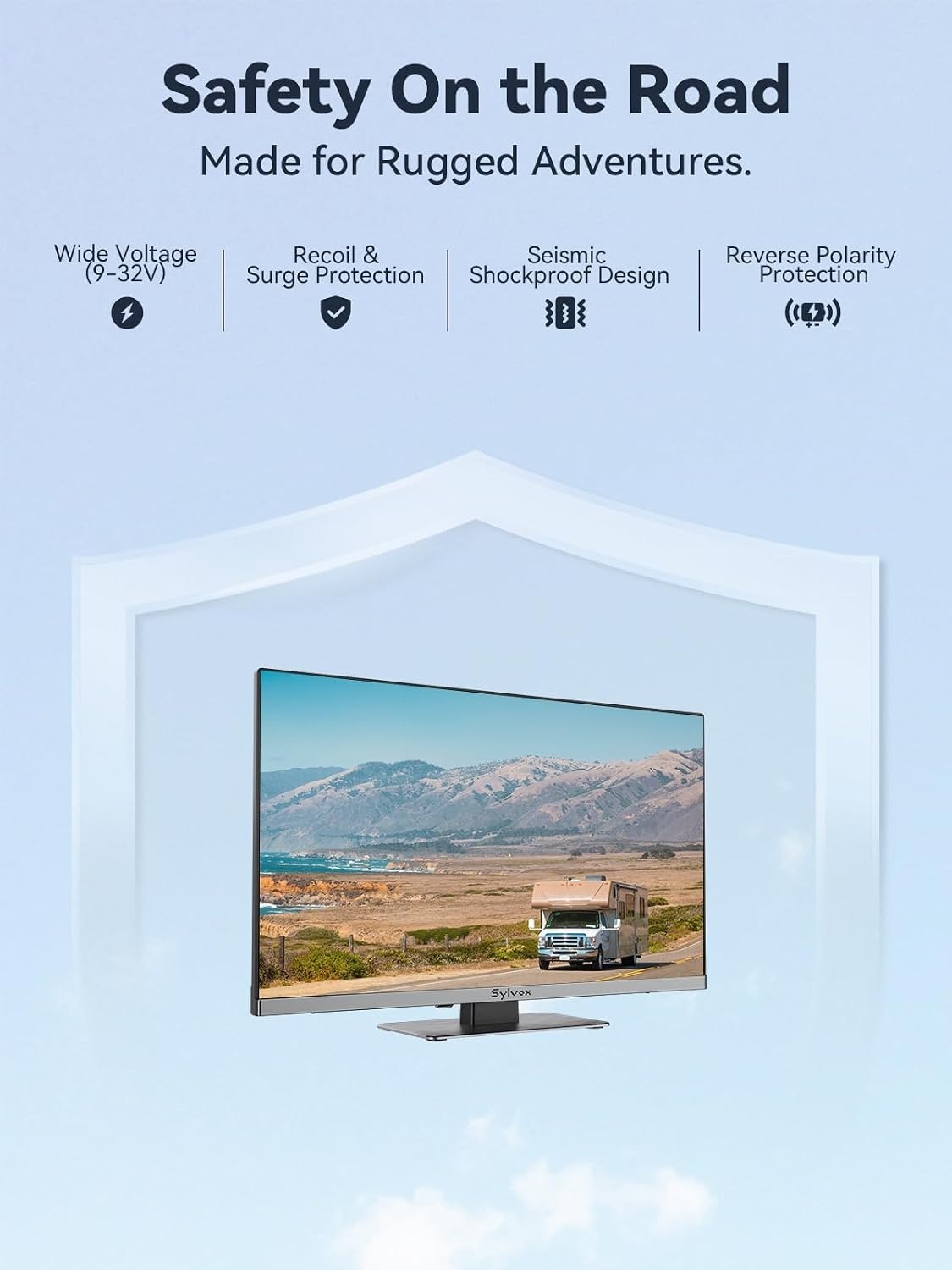 SYLVOX Smart RV TV de 22 pulgadas, QLED 1080P FHD, reproductor de DVD integrado, Google TV OS, soporte de amplio voltaje 12V/24V AC/DC Televisión para RV y hogar, HDMI y USB