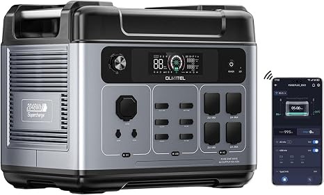 OUKITEL P2001 Plus - Generador solar de 2400 W, estación de energía solar de 2048 Wh (panel solar opcional), carga rápida de 1800 W, estación de energía de emergencia inteligente con control de aplicación para el hogar, campamento, respaldo de batería al 
