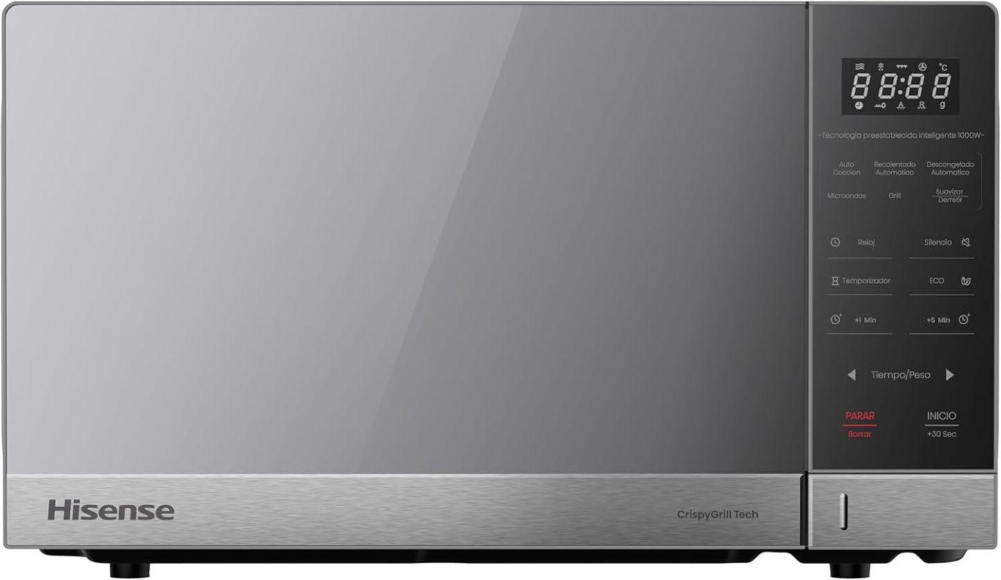 Horno de Microondas Hisense, 1.1 Pies Cúbicos, 10 Niveles de Potencia, Color Gris, Modelo HMMG3010SMG