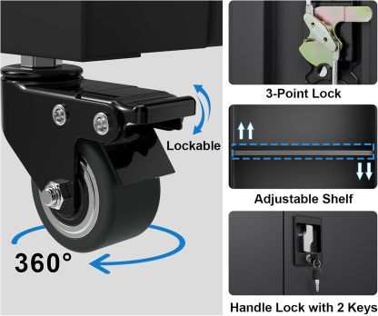 GREATMEET - clóset de almacenamiento de pared de metal con cerradura,armarios de almacenamiento de metal blanco con 1 estante ajustable y 2 puertas,gabinete de acero,desmontar H27.95 White