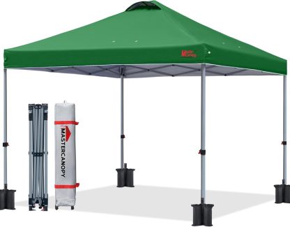 MASTERCANOPY - Tienda de campaña Comercial instantánea con Bolsa con Ruedas, 4 Sacos de Arena para toldo, 4 estacas (Blanco)