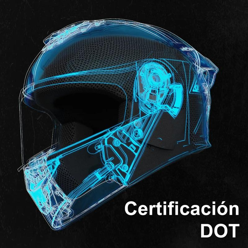 Mica Casco Abatible Moto Deportivo Dot Azul Oscuro Monocolor Certificado Doble Visera Antirrayas Antiruido Ventilación Completa Seguridad Profesional Negro Mate