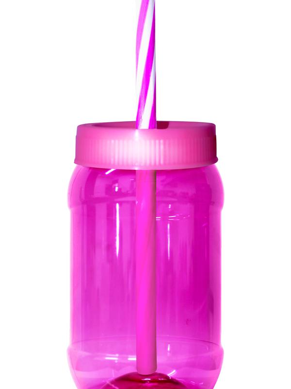 Cilindro Jar Reusable Termo Neón Popote 40 Piezas 500ml