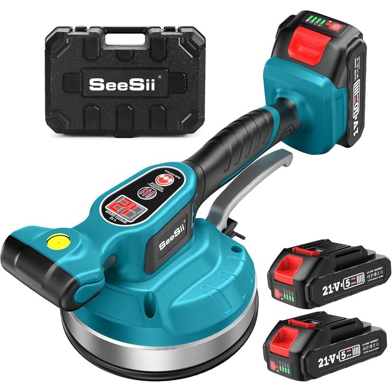 KP-160B Tile Vibration Tool, Cordless Tile Vibration Leveling Machine with 2×2000mAh Batteries, 160mm Large Suction Strong Grip.