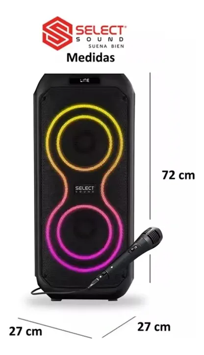 [Copy]Bocina Bafle Bluetooth Select Sound 2x8 Modelo Flex Subwoofer Radio Fm Tws Potencia 30w Rms Color Negro Incluye Micrófono