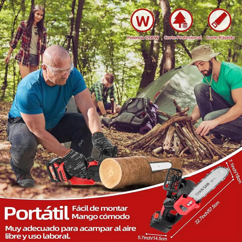 Motosierra Electrica Inalambrica Portátil 12in 1200w 3cadena