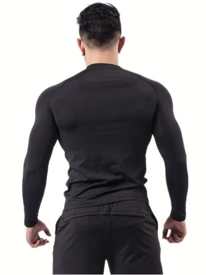 4 camisetas deportivas de manga larga para hombre, ajustadas y moldeadoras, camiseta de compresión, transpirable y cómoda, ideal para correr, entrenar y ciclismo, Top de Ropa Deportiva,Ropa de Ciclismo,Camiseta de Rendimiento,Camiseta Muscle Fit,Camiseta
