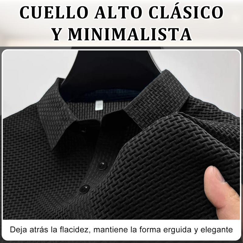 Polo Hombre de Waffle Hilo de Hielo Clásico Minimalista Ligero y Fresco Mantiene Forma Erguida para Uso Diario