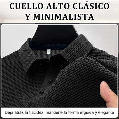 Polo Hombre de Waffle Hilo de Hielo Clásico Minimalista Ligero y Fresco Mantiene Forma Erguida para Uso Diario