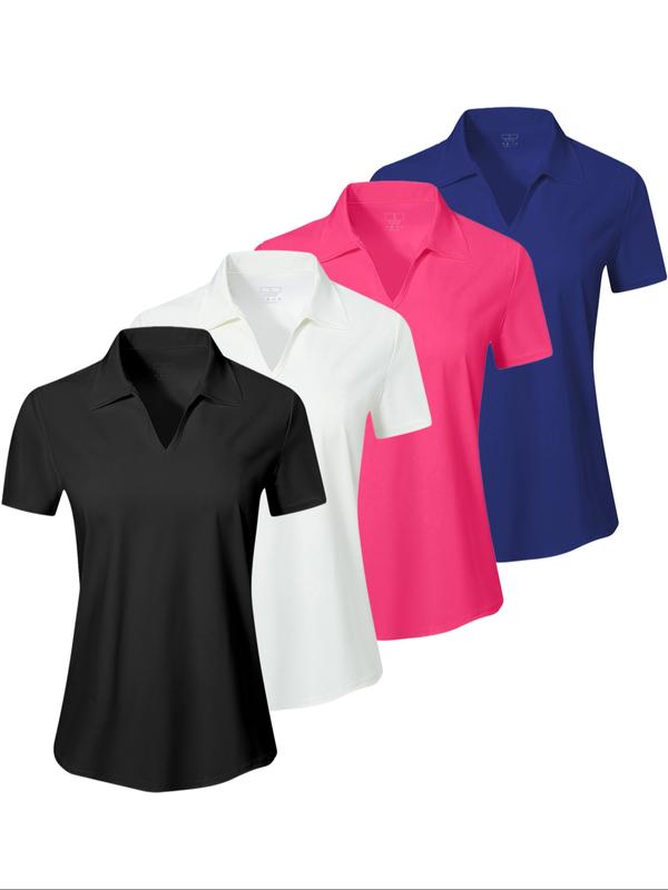 Polo deportivo liso para mujer — Top transpirable, cómodo y de manga corta con cuello, ideal para golf, béisbol y tenis — Ropa deportiva femenina para todas las estaciones