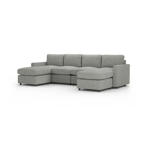 Sofá Seccional Modular Adapti 4 Plazas + Dos Otomano | Gris Carbón