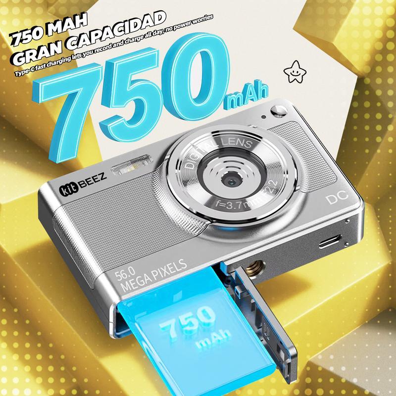 Kitbeez Cámara CCD retro  KC-2: 56 MP, video 4K, zoom 8X, 32 GB de memoria incluida