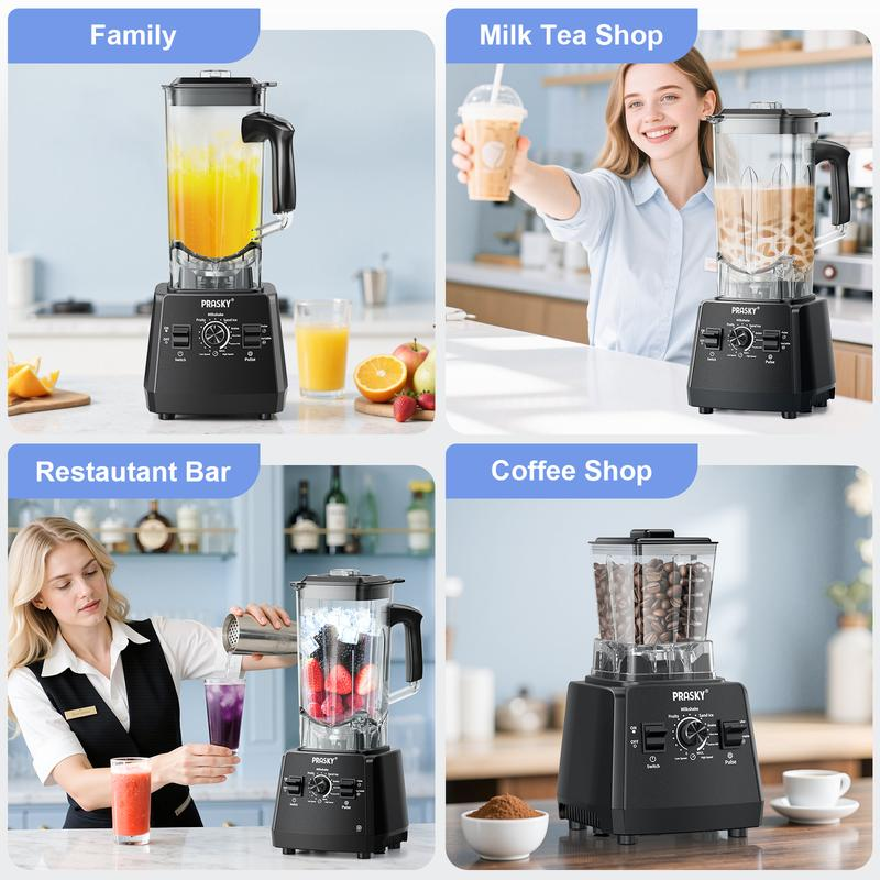 Prasky 2 en 1: Licuadora y Molinillo de 102 oz para uso doméstico. Potente licuadora de cocina de gran capacidad (68 oz), libre de BPA, con 2 recipientes de sobremesa. Tritura hielo, prepara salsas y batidos, y muele café y especias. Ideal para bebidas co