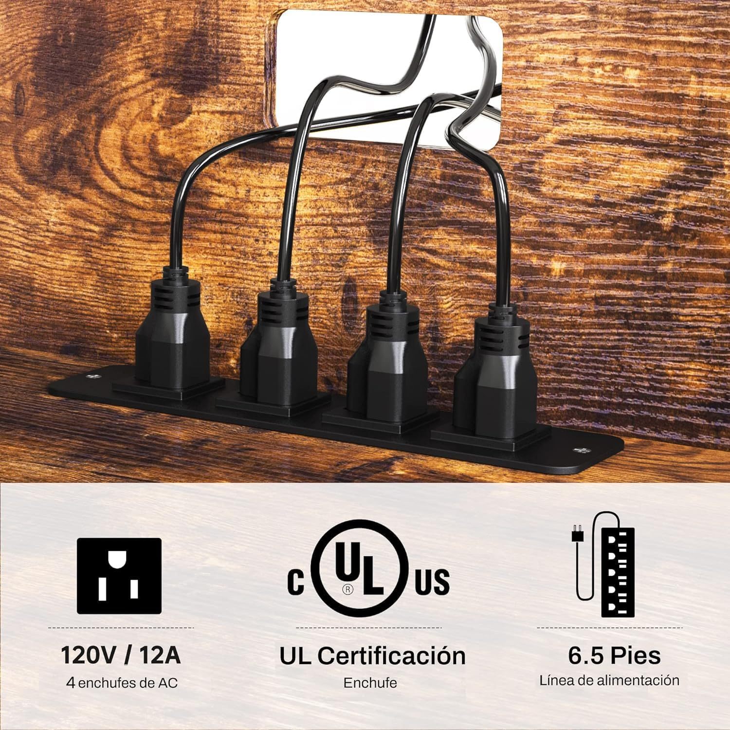 FABATO Mueble para TV 120 CM X 62 CM - Centro De Entretenimiento para TV de Madera - Regleta con 4 enchufes - Repisas Almacenamiento y colocación de Accesorios, Consolas o Decoración