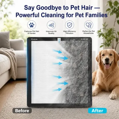 Purificador de aire ToLife TZ-K2 para habitaciones grandes (hasta 99 m²). Indicador de partículas PM 2.5, modo automático, temporizador, filtro HEPA: ¡elimina humo, polen y caspa de mascotas!