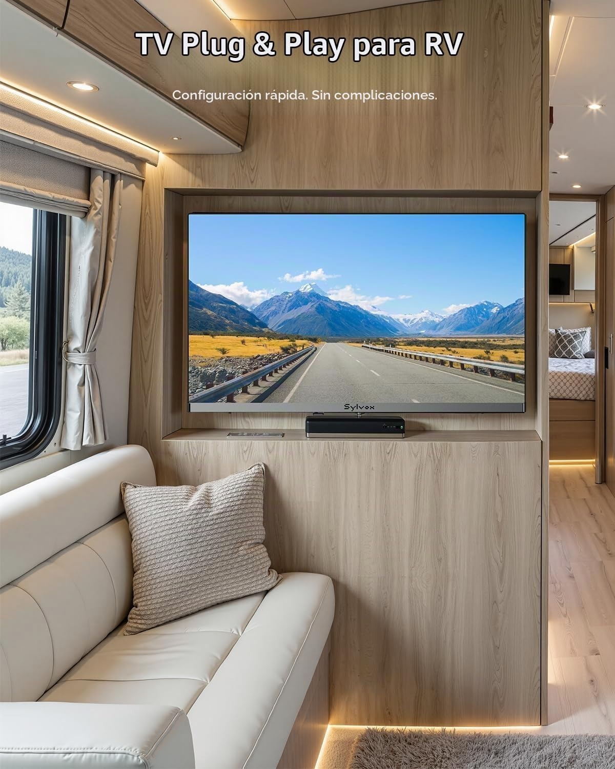 SYLVOX Smart RV TV de 22 pulgadas, QLED 1080P FHD, reproductor de DVD integrado, Google TV OS, soporte de amplio voltaje 12V/24V AC/DC Televisión para RV y hogar, HDMI y USB