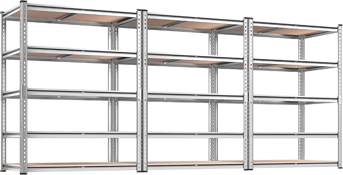REIBII 2400LBS Garage Shelving,36" Wx16" Dx72" H Shelves for Basement | Adjustable 5-Tier Shelving Unit,High-Density MDF Shelves,Heavy Duty Storage Shelves,Easy Assembly,For Pantry Workshop Storage
