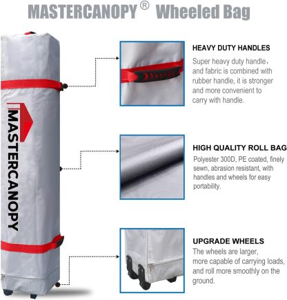 MASTERCANOPY - Tienda de campaña Comercial instantánea con Bolsa con Ruedas, 4 Sacos de Arena para toldo, 4 estacas (Blanco)