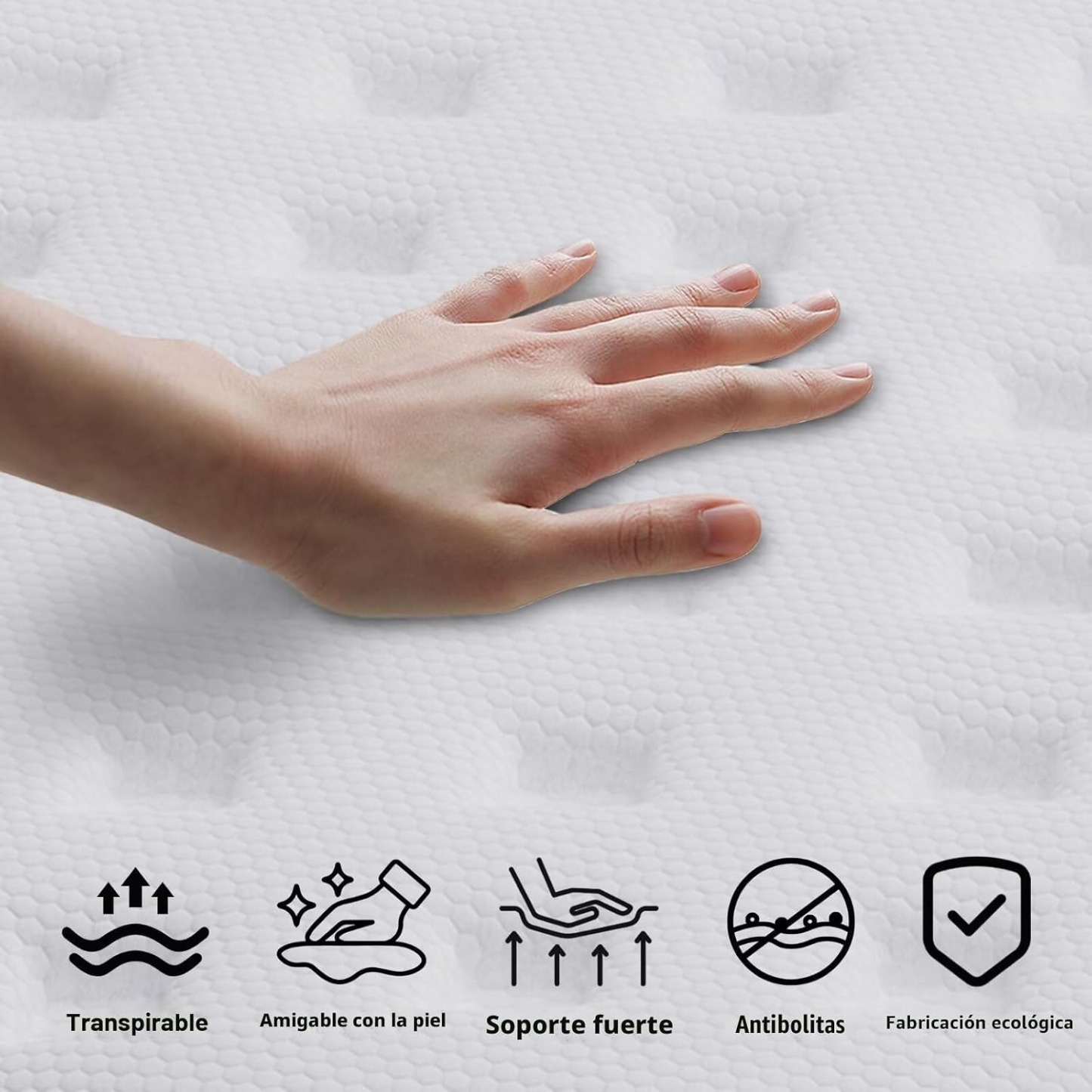 Colchón híbrido de espuma viscoelástica (Certificación CertiPUR-US) | Híbrido | 35 cm |  Eurotop + Pocket Coils + Memory Foam