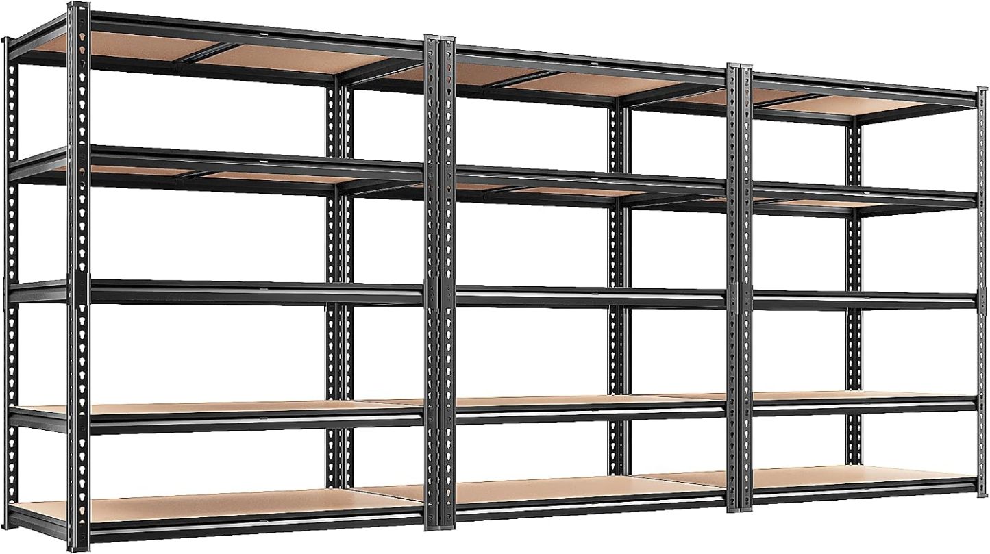 REIBII 2400LBS Garage Shelving,36" Wx16" Dx72" H Shelves for Basement | Adjustable 5-Tier Shelving Unit,High-Density MDF Shelves,Heavy Duty Storage Shelves,Easy Assembly,For Pantry Workshop Storage