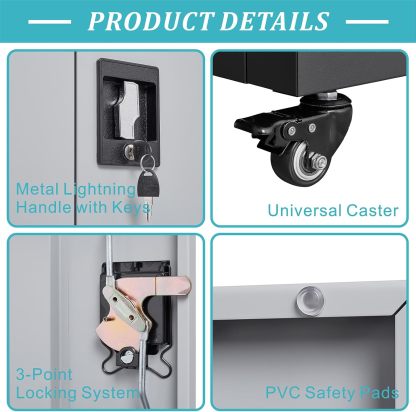 GREATMEET - clóset de almacenamiento de pared de metal con cerradura,armarios de almacenamiento de metal blanco con 1 estante ajustable y 2 puertas,gabinete de acero,desmontar H27.95 White