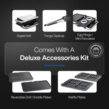 Yedi Paquete Total Parrilla digital 6 en 1, máquina para hacer waffles, prensa para panini, plancha estilo tempanyaki, con kit de accesorios de lujo