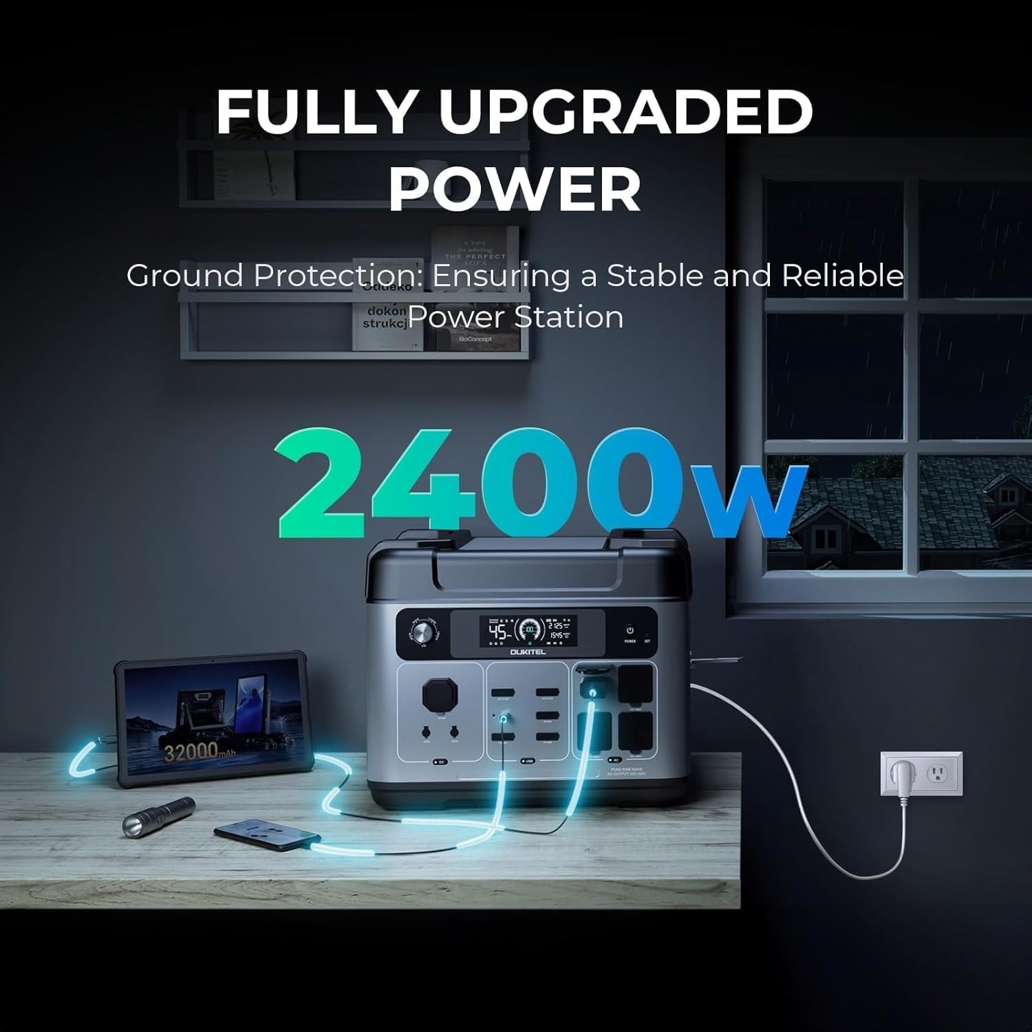 OUKITEL P2001 Plus - Generador solar de 2400 W, estación de energía solar de 2048 Wh (panel solar opcional), carga rápida de 1800 W, estación de energía de emergencia inteligente con control de aplicación para el hogar, campamento, respaldo de batería al 