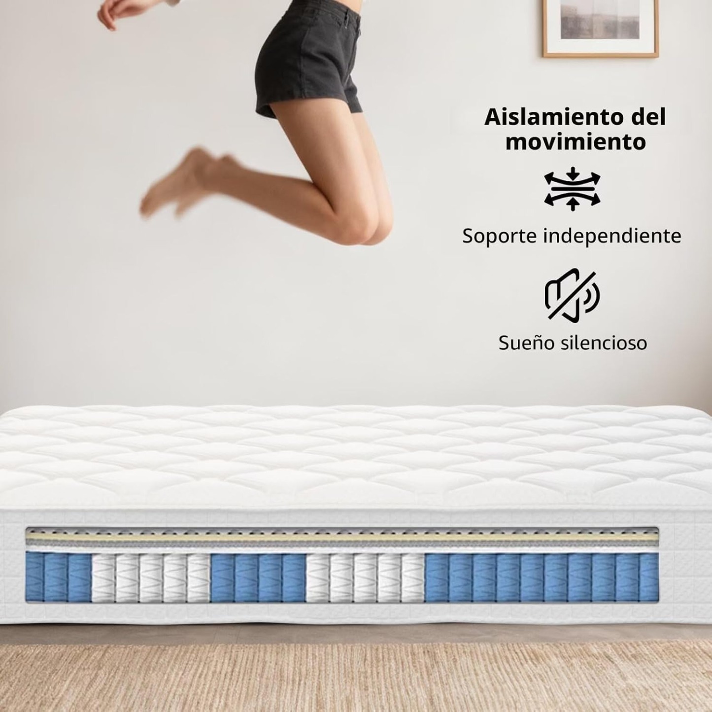 Colchón híbrido de espuma viscoelástica (Certificación CertiPUR-US) | Híbrido | 35 cm |  Eurotop + Pocket Coils + Memory Foam