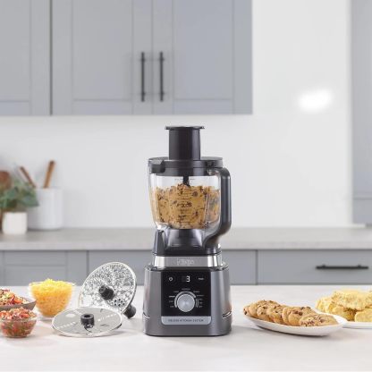 Ninja CO905KS Deluxe Kitchen System, 1600 WP Auto-IQ Base, 88-oz. Picther, 9-cup Deluxe Food Processor, (2) 24-oz. Single-Serve Cups (Renewed)