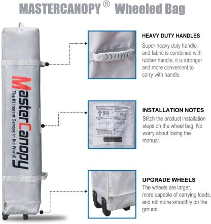 MASTERCANOPY - Tienda de campaña Comercial instantánea con Bolsa con Ruedas, 4 Sacos de Arena para toldo, 4 estacas (Blanco)