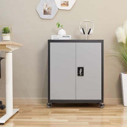 GREATMEET - clóset de almacenamiento de pared de metal con cerradura,armarios de almacenamiento de metal blanco con 1 estante ajustable y 2 puertas,gabinete de acero,desmontar H27.95 White