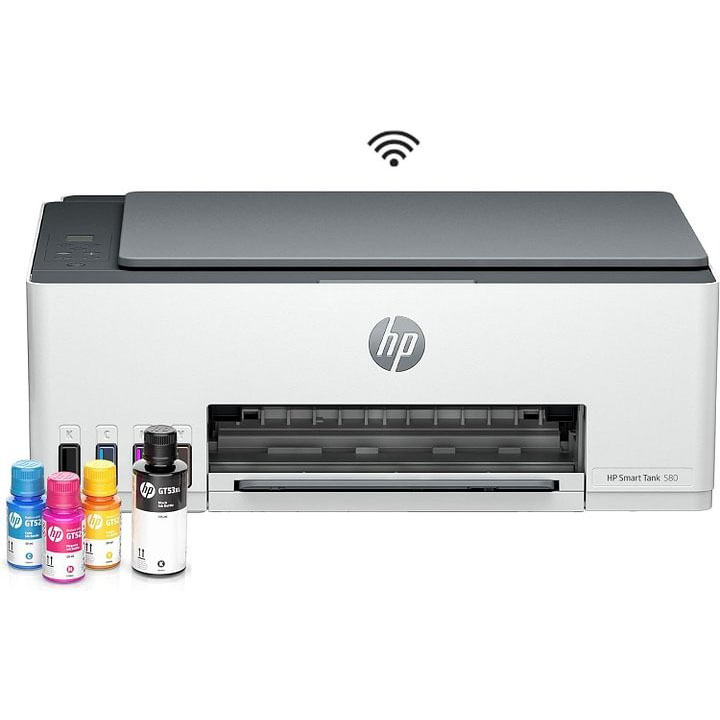 HP Impresora Multifuncional Smart Tank 580, Tinta Continua, Color, Wi-Fi, Dúplex (Doble Cara) Manual, Impresión Desde Smart App, 2 años de Garantía (1F3Y2A)