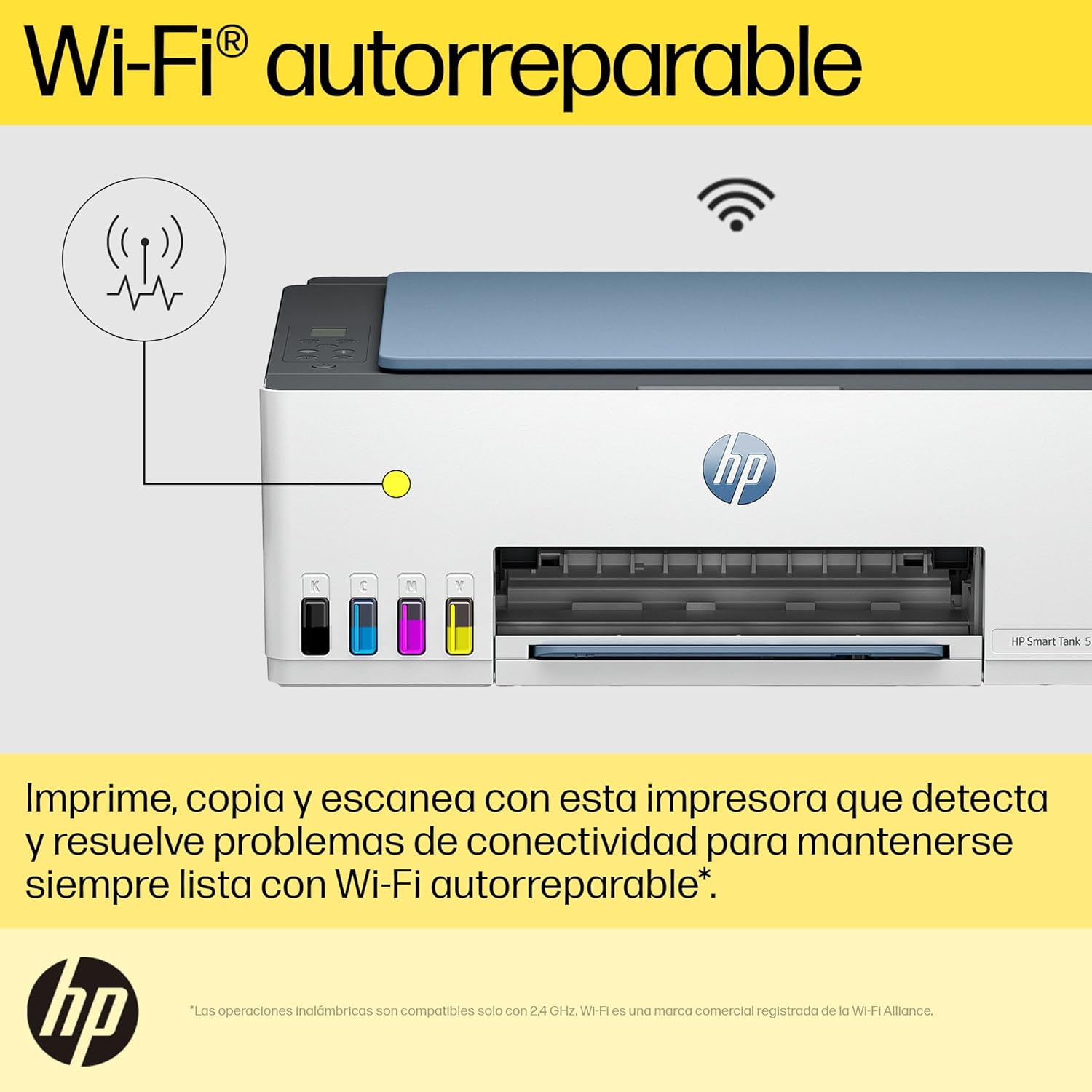 HP Impresora Multifuncional Smart Tank 580, Tinta Continua, Color, Wi-Fi, Dúplex (Doble Cara) Manual, Impresión Desde Smart App, 2 años de Garantía (1F3Y2A)