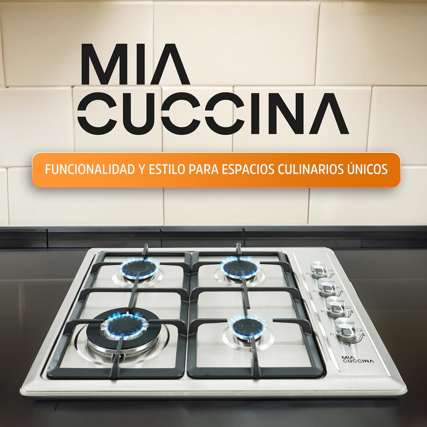 [Copy]Parrilla de Gas - Estufa Empotrable - Natural o LP | Estufa 5 Quemadores - Ideal para tu Hogar | Parrilla de Gas 5 Quemadores de Acero Inoxidable | Perfecta para Cocina Integral | MIA CUCCINA 63x53