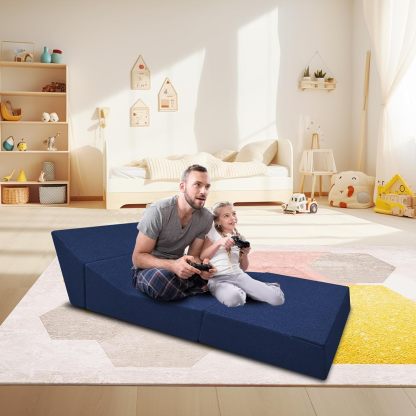 Nigoone - Sofá plegable tamaño Queen de espuma viscoelástica con 2 almohadas, sillón perezoso, triple futón, camas convertibles, funda lavable, gris oscuro