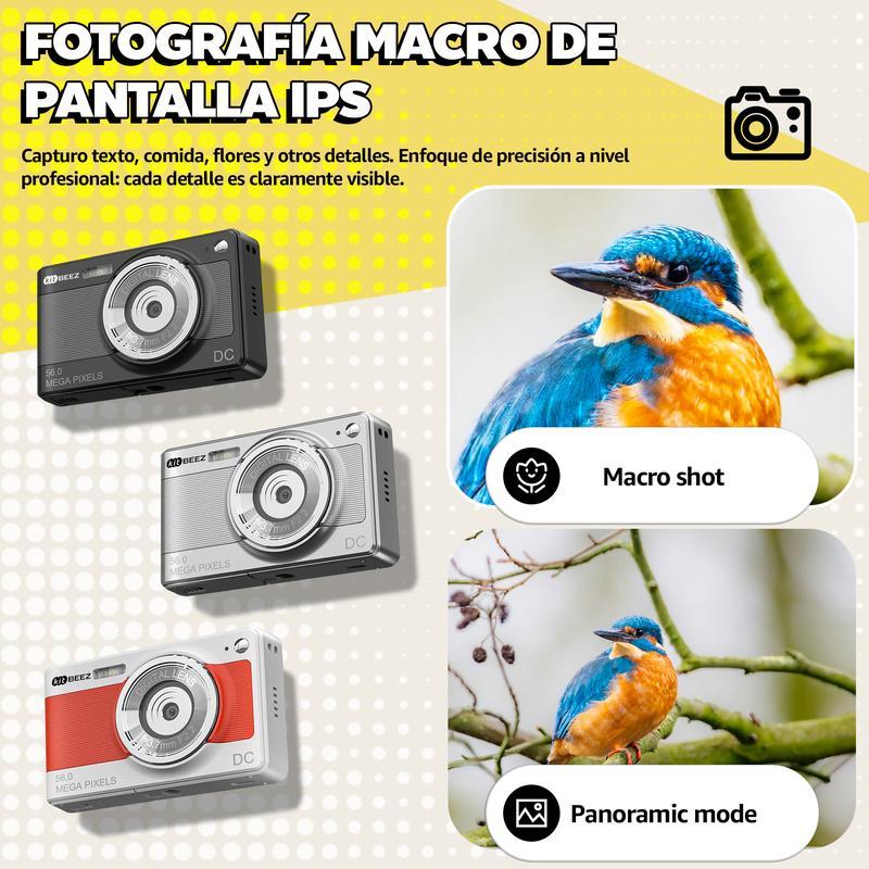 Kitbeez Cámara CCD retro  KC-2: 56 MP, video 4K, zoom 8X, 32 GB de memoria incluida