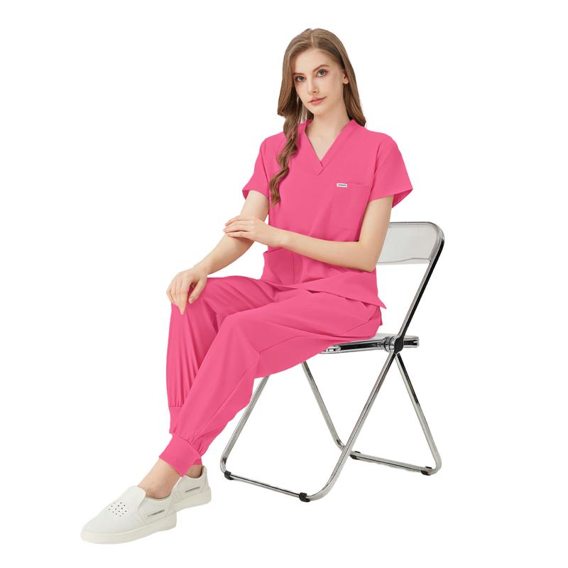 Conjunto de uniforme médico estilo jogger JELRISOFIT (Paquete de 3 piezas)