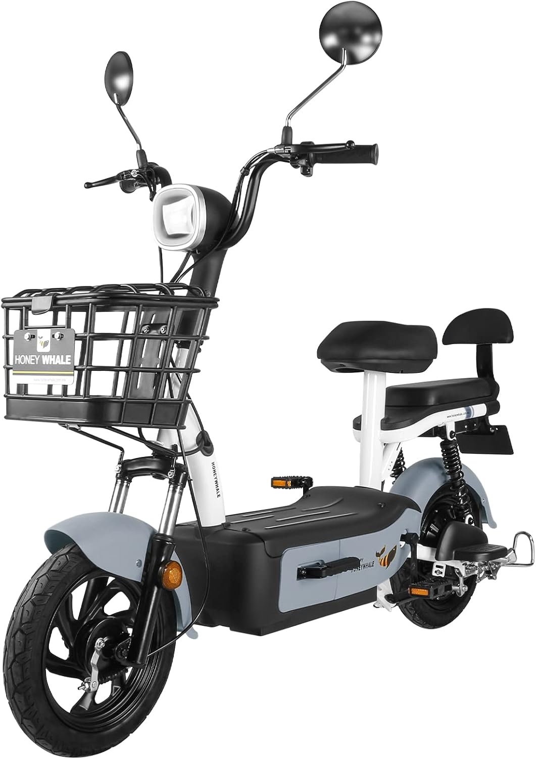 HONEYWHALE U1s Bicicleta eléctrica para adultos, bicicleta eléctrica con alarma, motor máximo 650W, velocidad máxima 31KM/H, autónoma 60-65KM, batería de gran capacidad 20AH, dos asientos