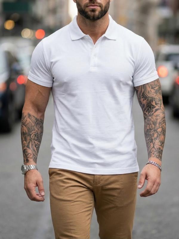 MODA MANIA Playera Camiseta Polo Básica Slim Fit de Algodón Acanalado Transpirable Estilo 'Old Money' Casual de Negocios para Verano y Diario