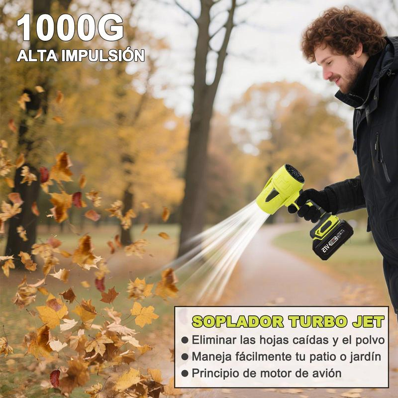 Soplador Inalámbrico Turbo Jet | Ventilador Turbo de Alta Potencia | Soplador de Nieve de Mano | Motor de Cobre Puro | Para Autos, Hogar, Jardín, Parrilladas y Eliminación de Hojas y Polvo