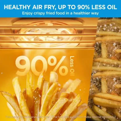 Horno tostador con freidora de aire y puerta francesa Midea Flexify de 26.4 cuartos de galón, horno freidora de aire extragrande de encimera 10 en 1, cocción un 25 % más rápida y un 90 % menos de aceite, ventilador de convección de diseño elegante, regalo