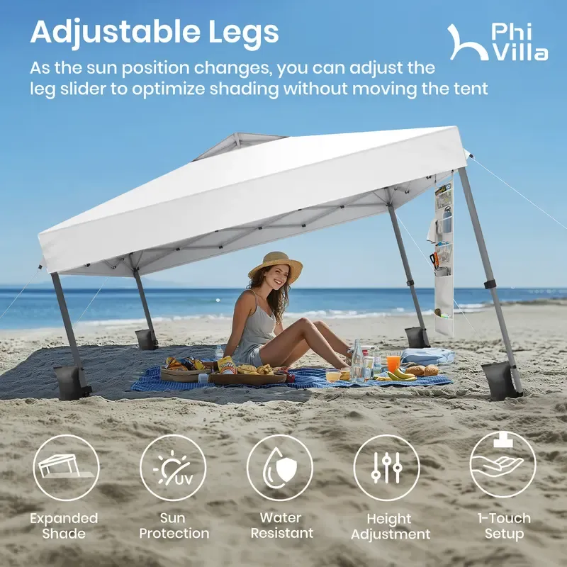 [Impermeable y resistente a los rayos UV] Carpa plegable PHIVILLA de 3,6x3,6 m, carpa portátil instantánea para exteriores, cenador para exteriores con cierre de un solo botón y bolsa con ruedas.