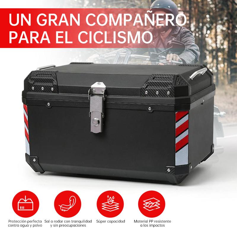 65L Caja para Moto Top Case Impermeable para 2 Cascos